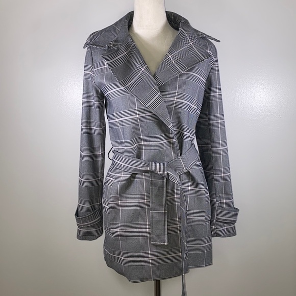 Carolina Belle plaid open front belted jacked size XS gray - Picture 2 of 13